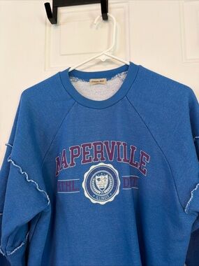 Naperville Blue Graphic Crop Sweatshirt - Vintage Athletic Style